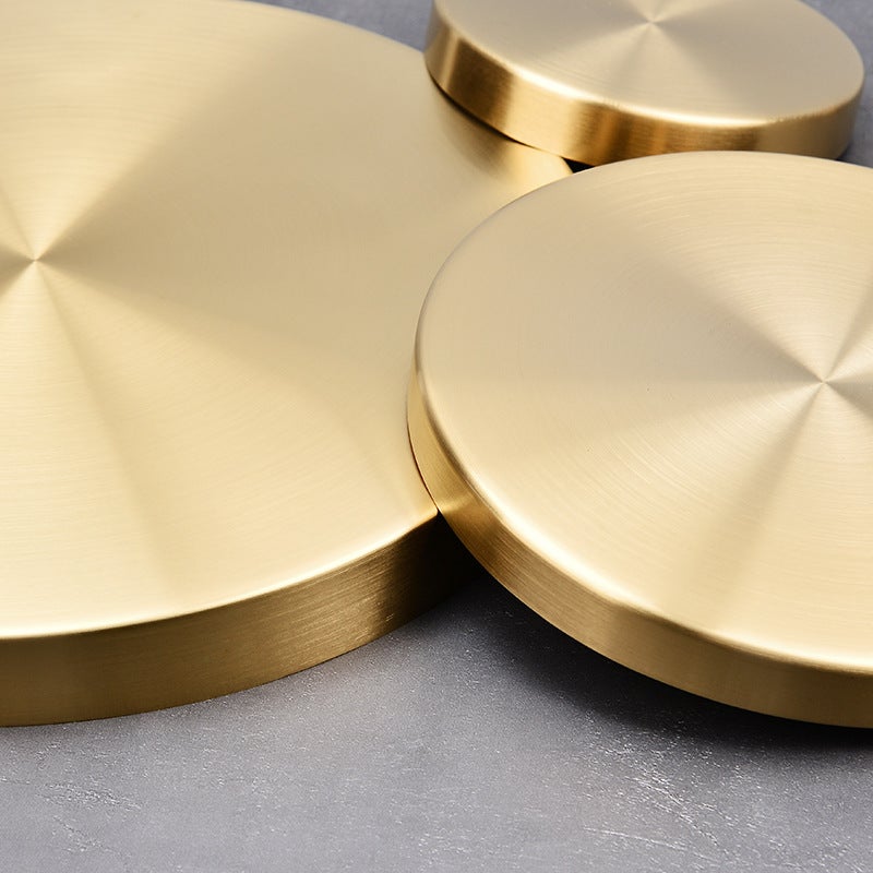 Ins Style Stainless Steel Metal Brass Storage Tray Household Round Tea Tray Dinner Tray Nordic Creative Key Tray - Image 5