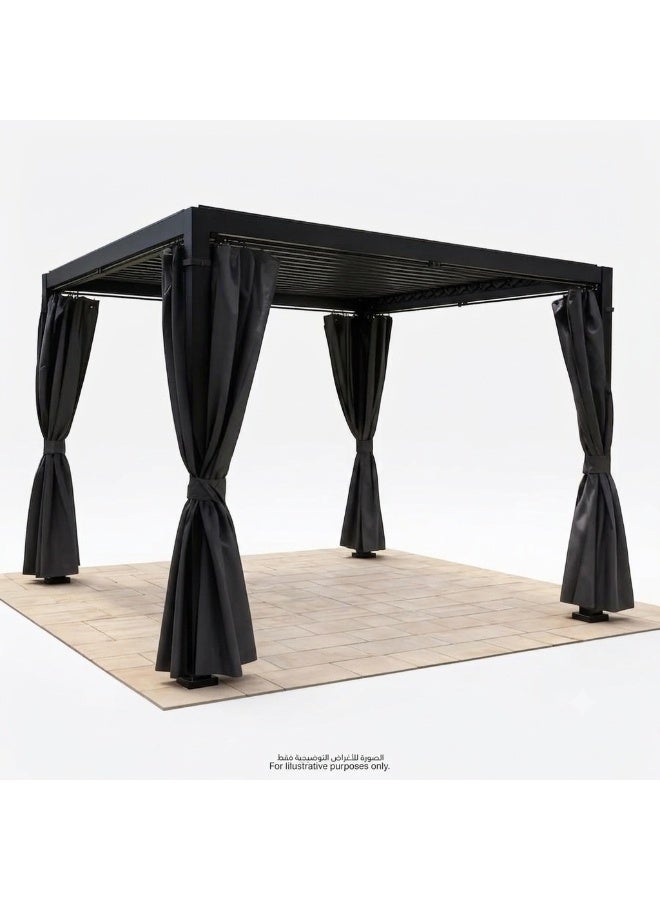 Casa Fiora Black Aluminum Pergola 3x2.8m with Waterproof Sunproof Roof, Curtains & Mosquito Net - Image 5
