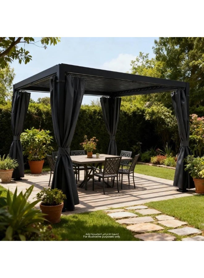 Casa Fiora Black Aluminum Pergola 3x2.8m with Waterproof Sunproof Roof, Curtains & Mosquito Net - Image 4