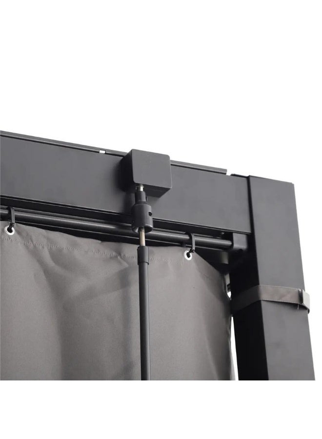 Casa Fiora Black Aluminum Pergola 3x2.8m with Waterproof Sunproof Roof, Curtains & Mosquito Net - Image 3
