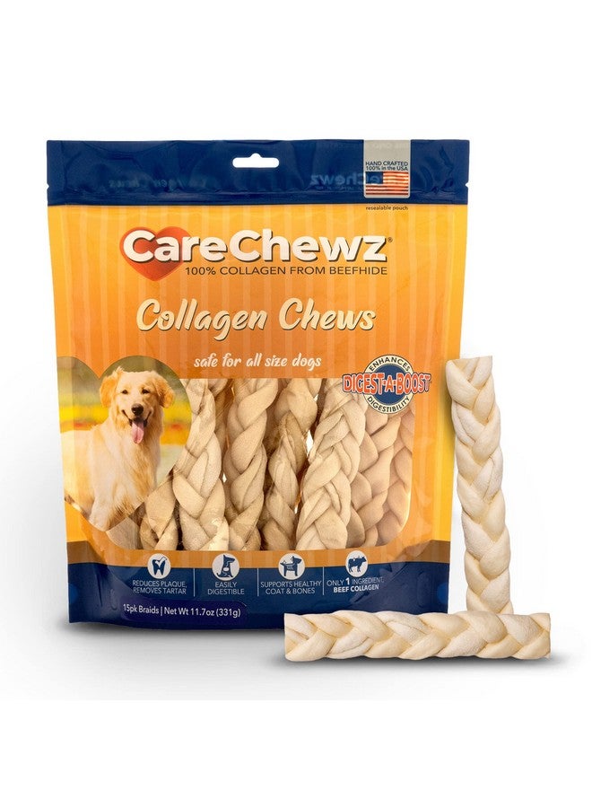 Pet Factory CareChewz Collagen 6-7" Skinny Braided Sticks Dog Chew Treats - Natural Flavor, 15 Count/1 Pack - Image 1