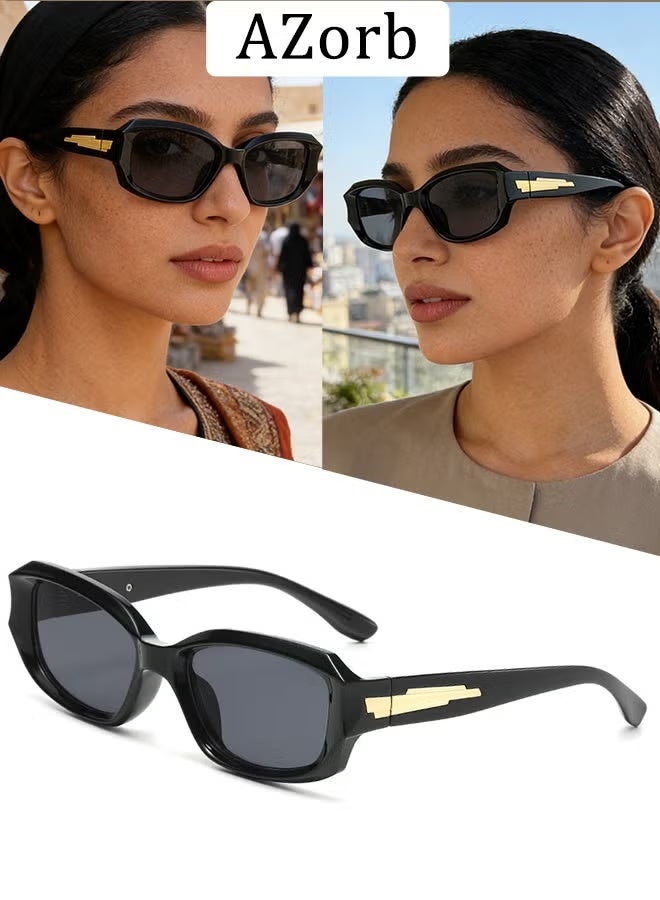 AZorb Sunglasses Women Square Fashion Design Sun Glassess UV400 Protection Sunglass Thick Frame Ladies Eye Glasses Rectangular Trendy Shades Black - Image 1