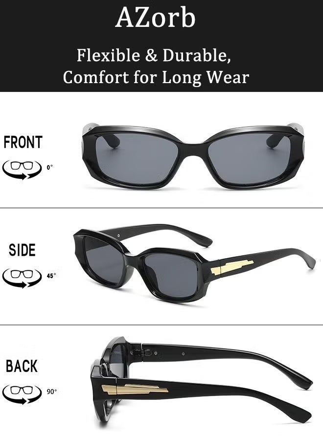 AZorb Sunglasses Women Square Fashion Design Sun Glassess UV400 Protection Sunglass Thick Frame Ladies Eye Glasses Rectangular Trendy Shades Black - Image 4