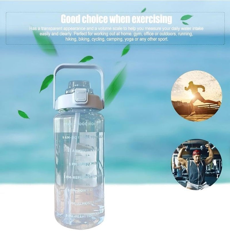 SANGOZ Gym Gallon Bottle 2 Litre Water Bottle for Gym Workout Motivational Sipper Bottle for Adults Gallon Gym Water Bottle Large Capacity 2 Liter Leak Proof BPA Free Pack of 1 2LAssorted - Image 5