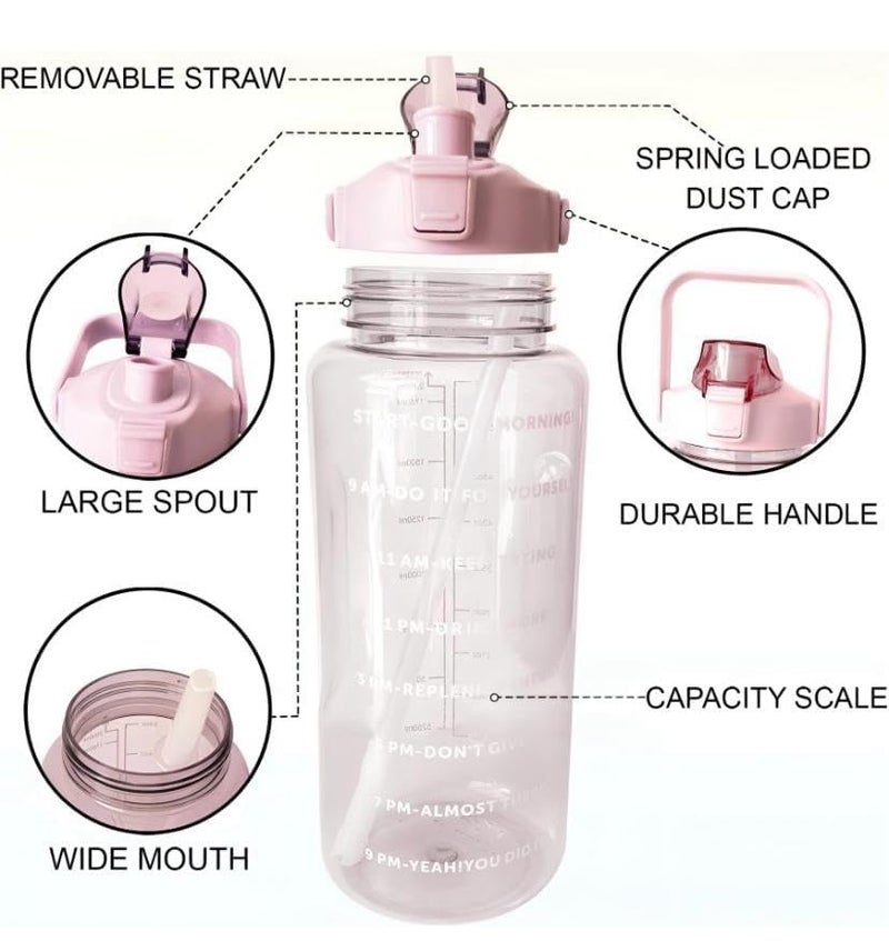 SANGOZ Gym Gallon Bottle 2 Litre Water Bottle for Gym Workout Motivational Sipper Bottle for Adults Gallon Gym Water Bottle Large Capacity 2 Liter Leak Proof BPA Free Pack of 1 2LAssorted - Image 3