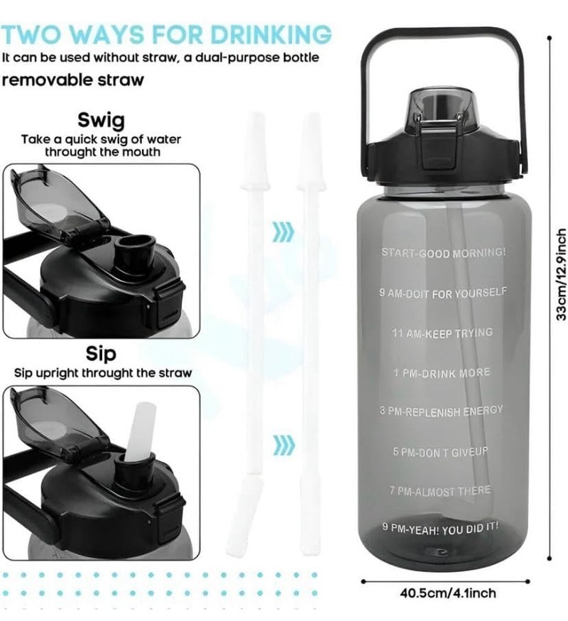 SANGOZ Gym Gallon Bottle 2 Litre Water Bottle for Gym Workout Motivational Sipper Bottle for Adults Gallon Gym Water Bottle Large Capacity 2 Liter Leak Proof BPA Free Pack of 1 2LAssorted - Image 4