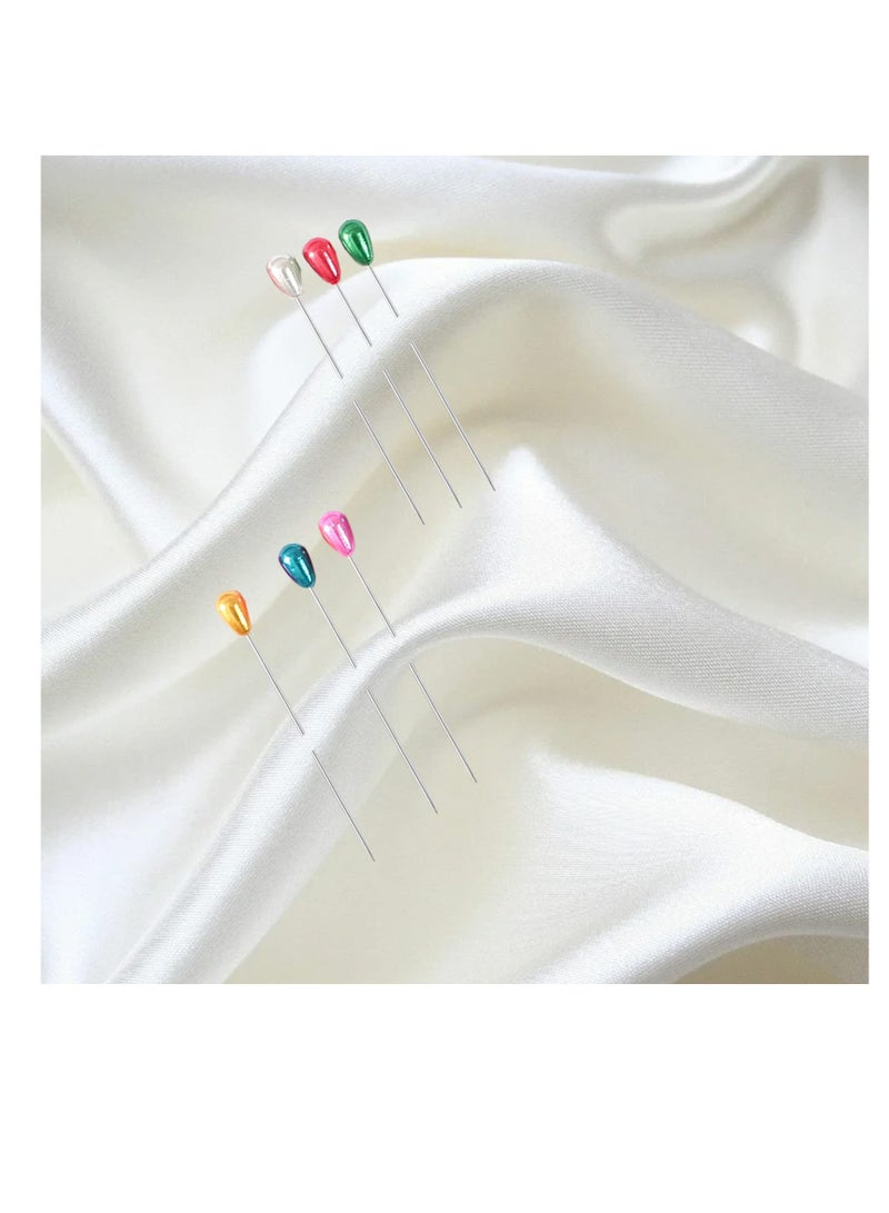 SUNSAR 100 Pieces Colorful Pearl Head Pins Corsage Pins Sewing Pins Straight Pins Wedding Bouquet Pins - Image 2