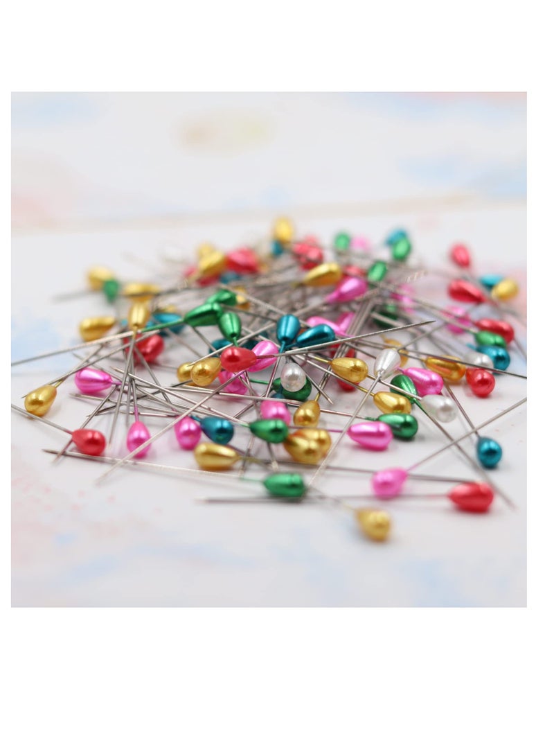 SUNSAR 100 Pieces Colorful Pearl Head Pins Corsage Pins Sewing Pins Straight Pins Wedding Bouquet Pins - Image 5