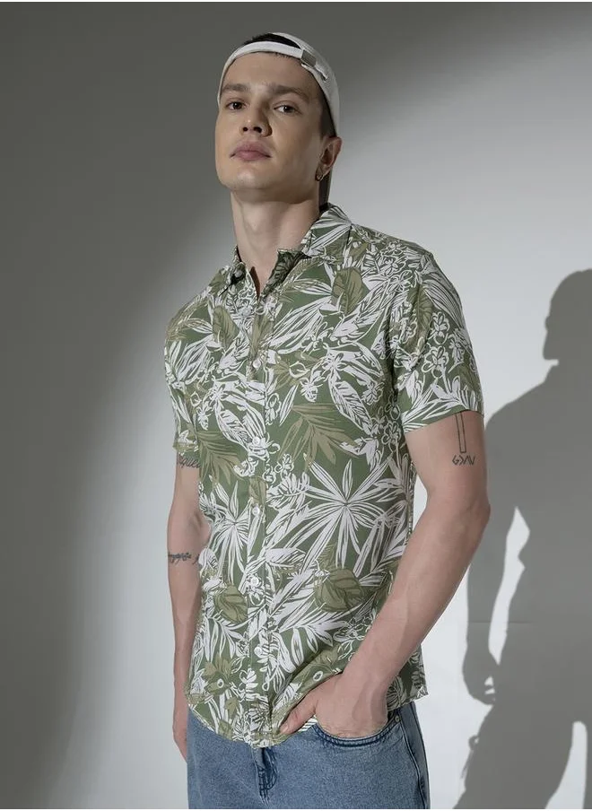 Hubberholme Multicolor Floral Print Shirt for Men, Oversized and Trendy