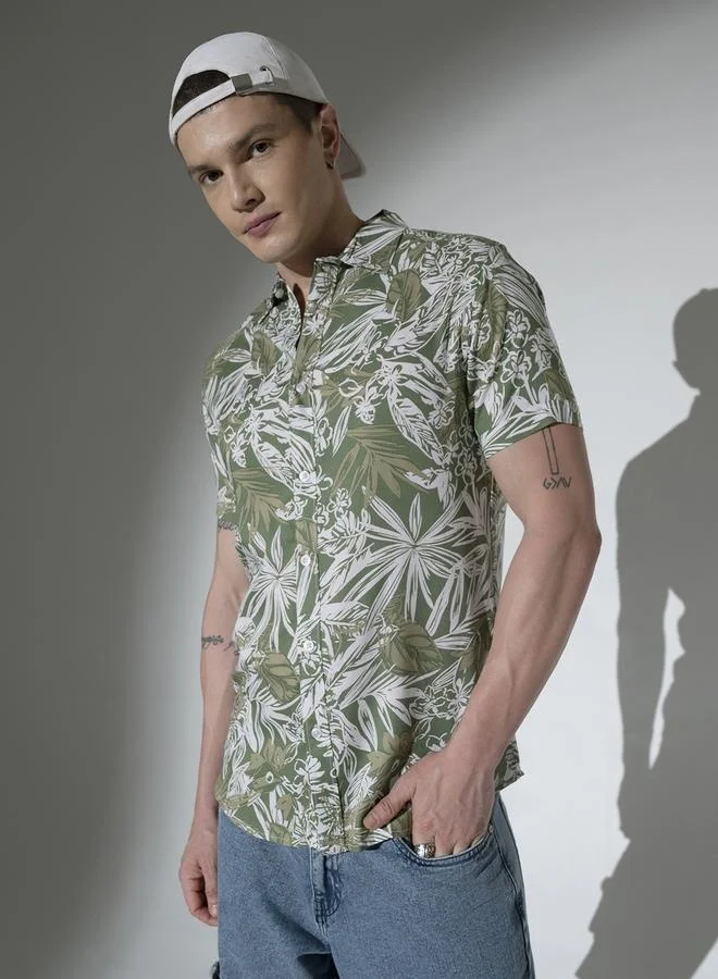 Hubberholme Multicolor Floral Print Shirt for Men, Oversized and Trendy
