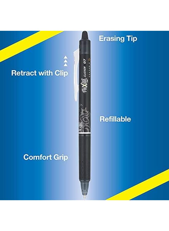 بايلوت أقلام جل فريكسيون كليكر قابلة للمسح ذات نقطة رفيعة 0.7 مم، عبوة من 8 أقلام باللون الأسود - Image 2