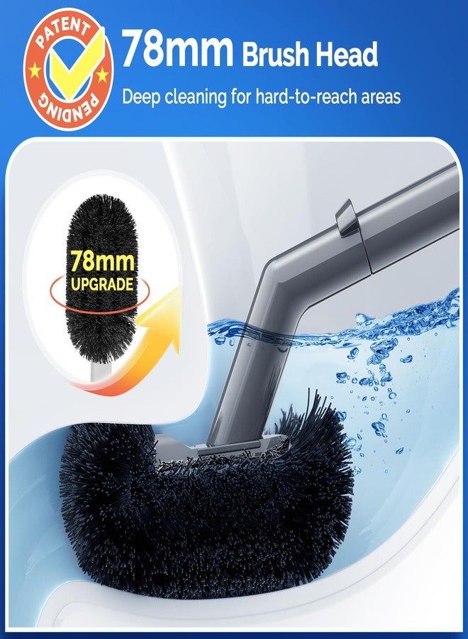 HAMITOR Toilet Plunger and Brush Set for Bathroom Cleaning with Extented Handle - Heavy Duty Toilet Plunger Combo Accessories with Caddy Stand Holder for Small Space - Gray - Image 2