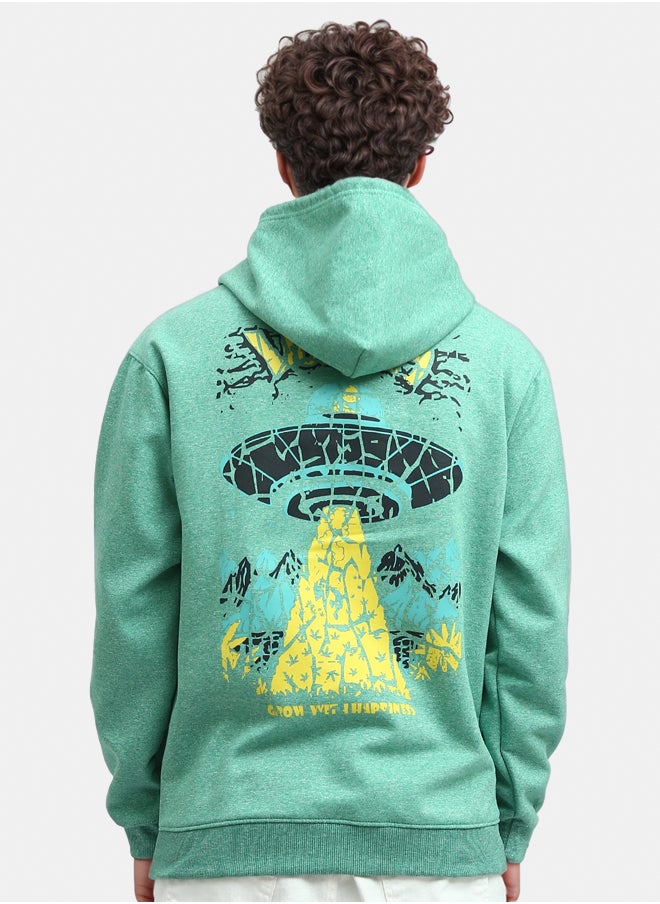 RAVIN Heather Green Front And Back Printed Hoodie  - Image 3