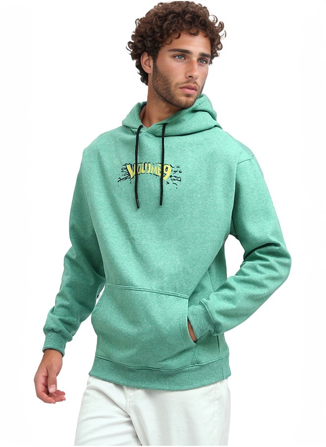 RAVIN Heather Green Front And Back Printed Hoodie  - Image 1