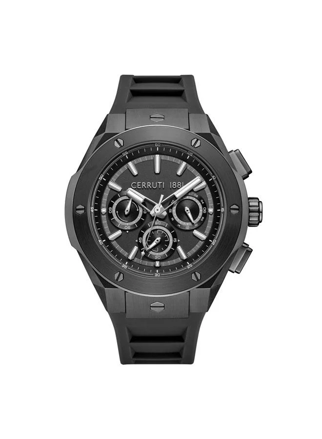 CERRUTI 1881 Ruscello 44mm Black Dial Silicone Strap Multifunction Watch For Men