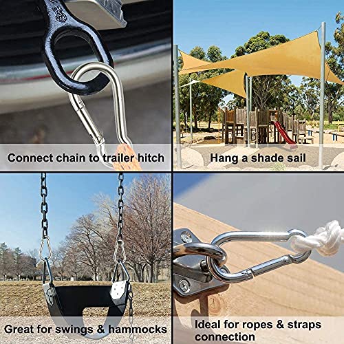 The Yogis Stainless Steel Snap Hook Heavy Duty Multipurpose Carabiner/Hook Swing Connector for Weight-Lifting, Mountain Climbing, Sport Gym and Home Pack of 2 - Image 3