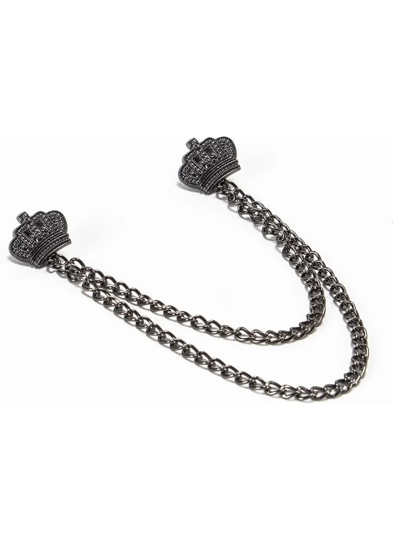 تودورس Black Tie Clip with Gray Detail on the Inside