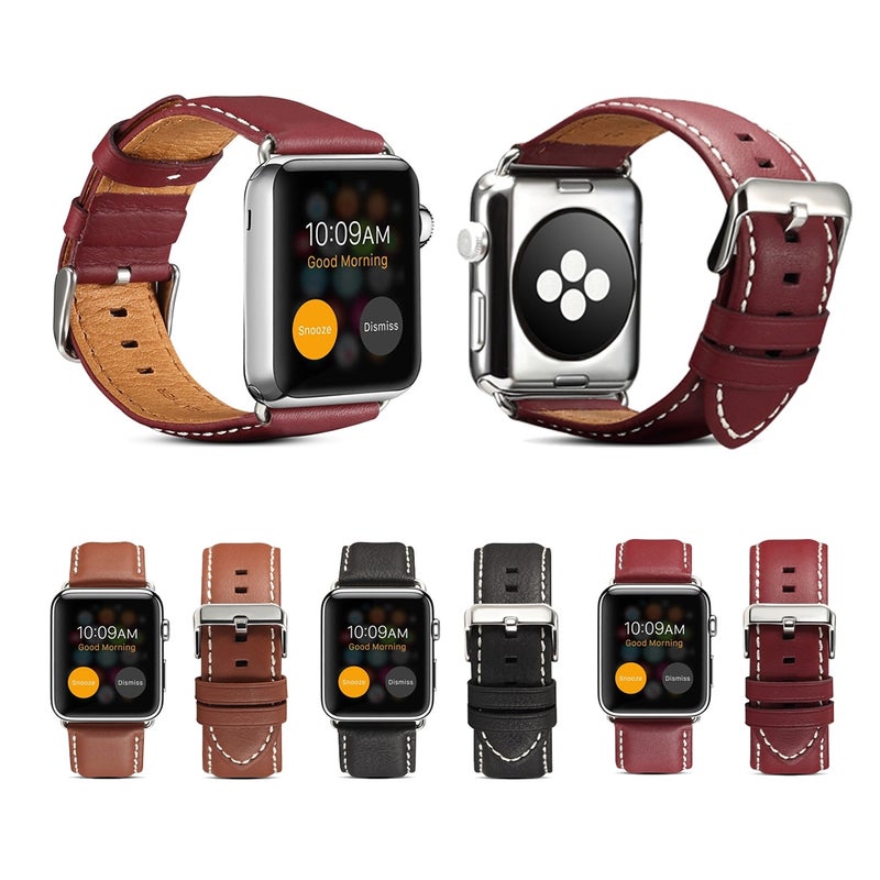 For Apple Watch Series 9&8&7 41mm / SE 3&SE 2&6&SE&5&4 40mm / 3&2&1 38mm Environmental Protection Genuine Leather Watch Band Watch Band(Light Brown)