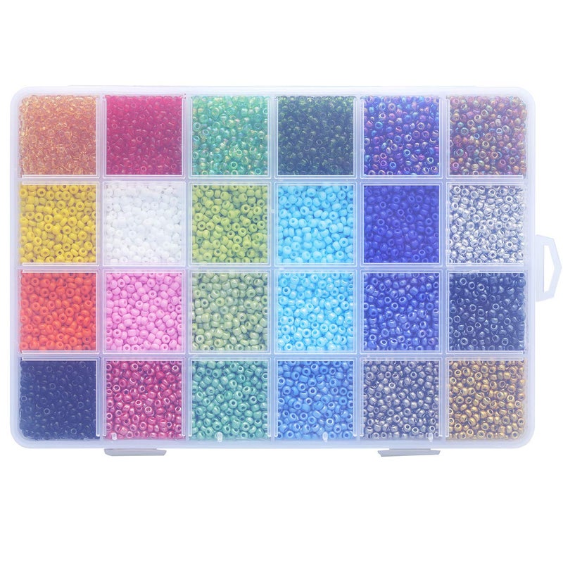 Bala&Fillic Glass Seed Beads About 7200pcs in Box Size 8/0 Seed Beads 3mm, Hole 1.0mm (300pcs/Color, 24 Colors) - Image 3