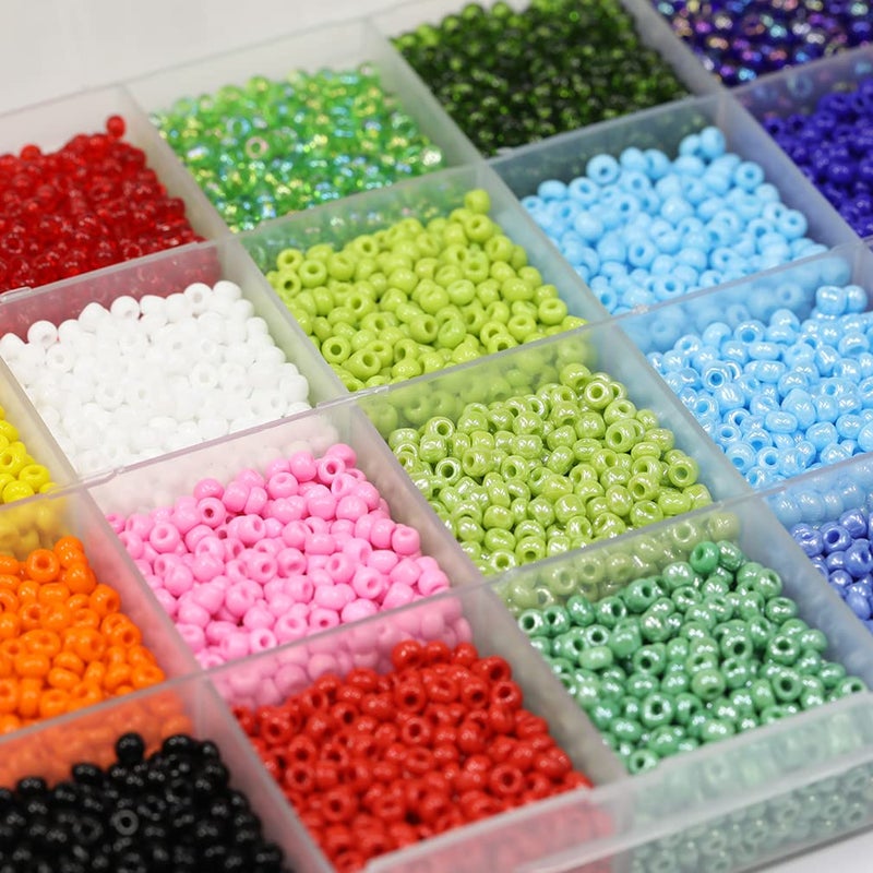 Bala&Fillic Glass Seed Beads About 7200pcs in Box Size 8/0 Seed Beads 3mm, Hole 1.0mm (300pcs/Color, 24 Colors) - Image 2