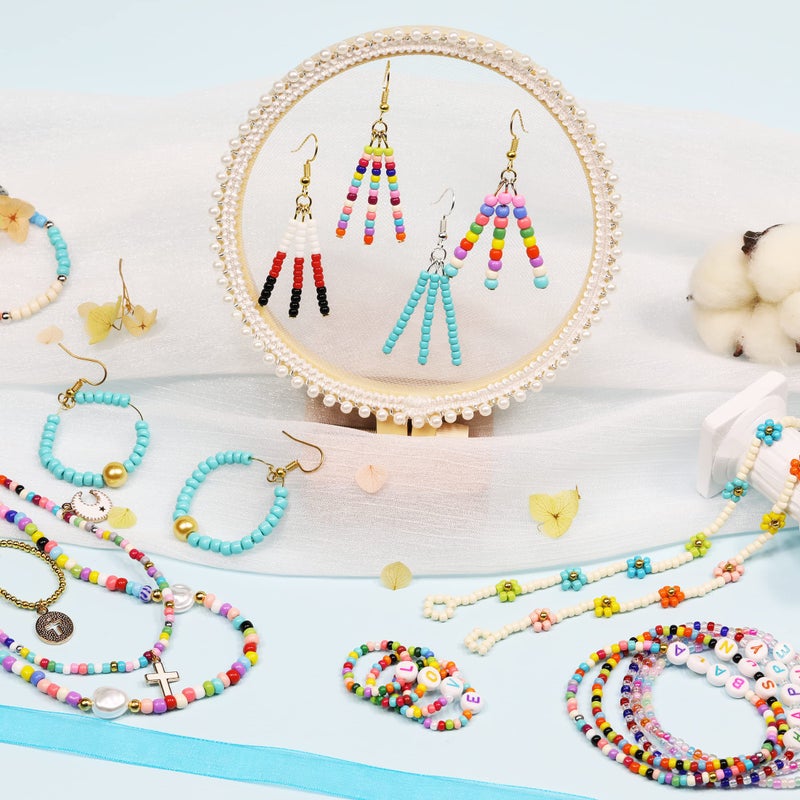 Bala&Fillic Glass Seed Beads About 7200pcs in Box Size 8/0 Seed Beads 3mm, Hole 1.0mm (300pcs/Color, 24 Colors) - Image 4