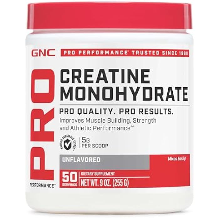 GNC مسحوق كرياتين مونوهيدرات برو بيرفورمانس من جي إن سي للنساء والرجال، 5 جرام كرياتين لكل حصة، بناء العضلات، إنتاج الطاقة، التحمل، الأداء، 50 حصة - Image 1