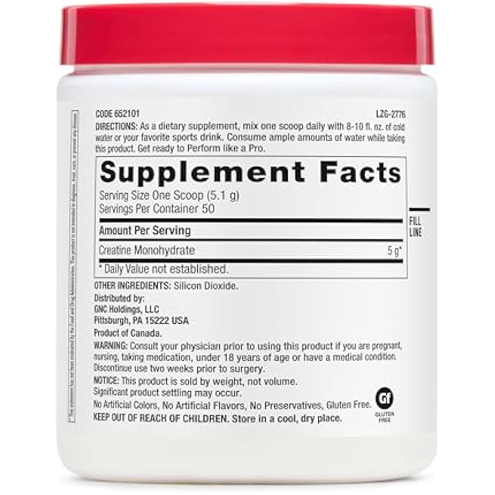 GNC مسحوق كرياتين مونوهيدرات برو بيرفورمانس من جي إن سي للنساء والرجال، 5 جرام كرياتين لكل حصة، بناء العضلات، إنتاج الطاقة، التحمل، الأداء، 50 حصة - Image 2