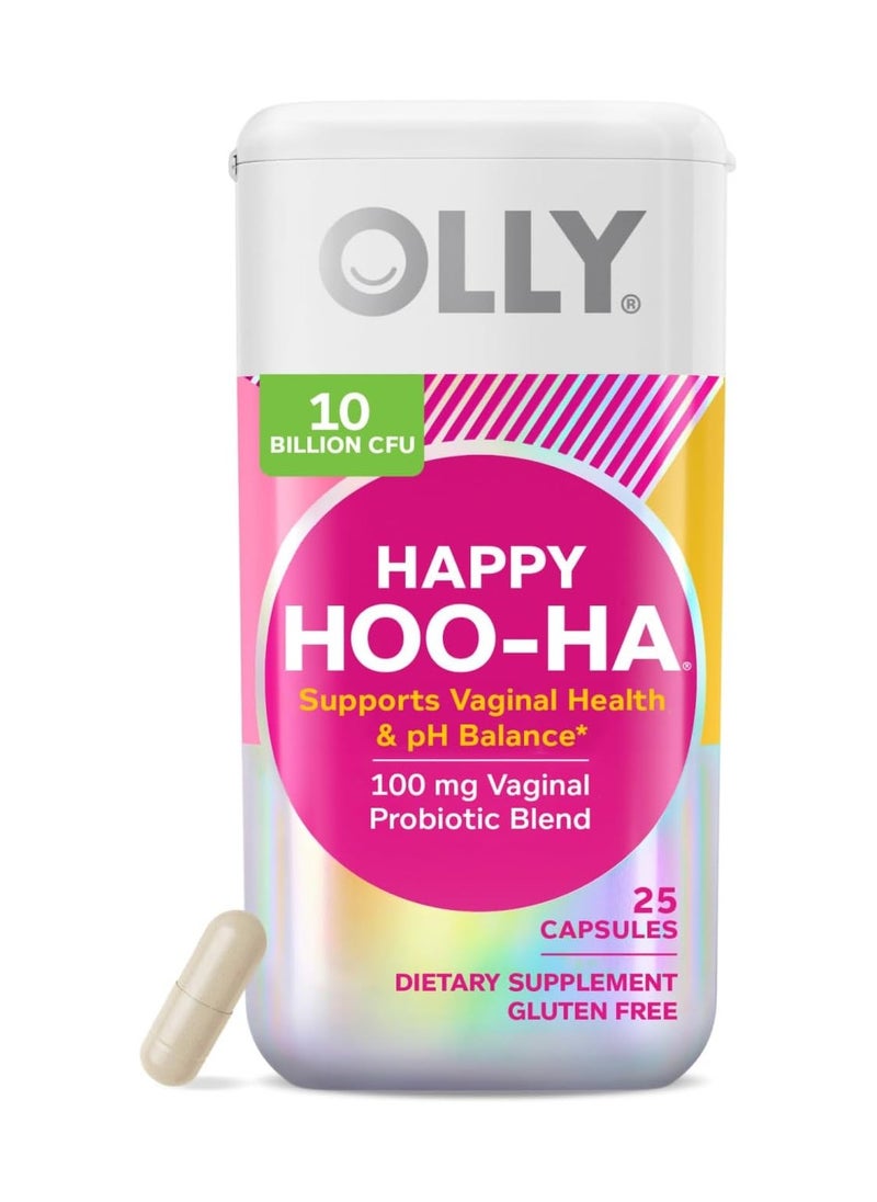 OLLY - Happy Hoo-Ha Capsules, Probiotic For Women, Health And Ph Balance, 10 Billion Cfu, Gluten Free - 25 Count (Packaging May Vary) - Image 1
