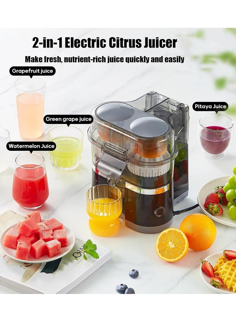 DubaiGallery Electric Citrus Juicer, Automatic Dual Orange and Lemon Squeezer with Built-In Citrus Slicer, Easy to Clean, 2 in 1 Electric Fruits Juicer with Cleaning Brush for Lemon, Orange, Grapefruit  - Image 3