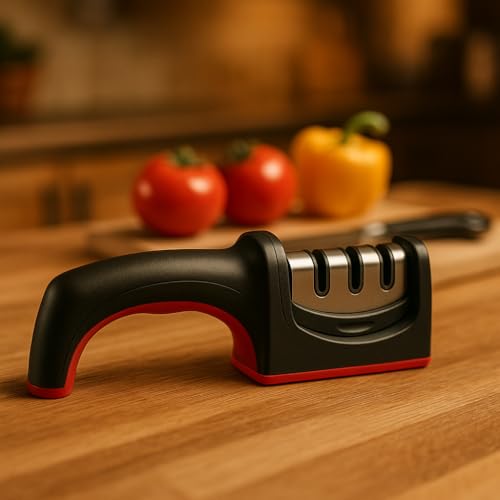 AaraVibe™ – 3-Stage Manual Knife Sharpener Tool & Machine with Diamond, Tungsten & Ceramic Slots for Fast Sharpening | Professional Kitchen Edge Restorer for Stainless Steel Knives - Image 2