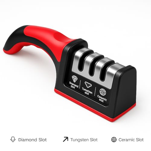 AaraVibe™ – 3-Stage Manual Knife Sharpener Tool & Machine with Diamond, Tungsten & Ceramic Slots for Fast Sharpening | Professional Kitchen Edge Restorer for Stainless Steel Knives - Image 4