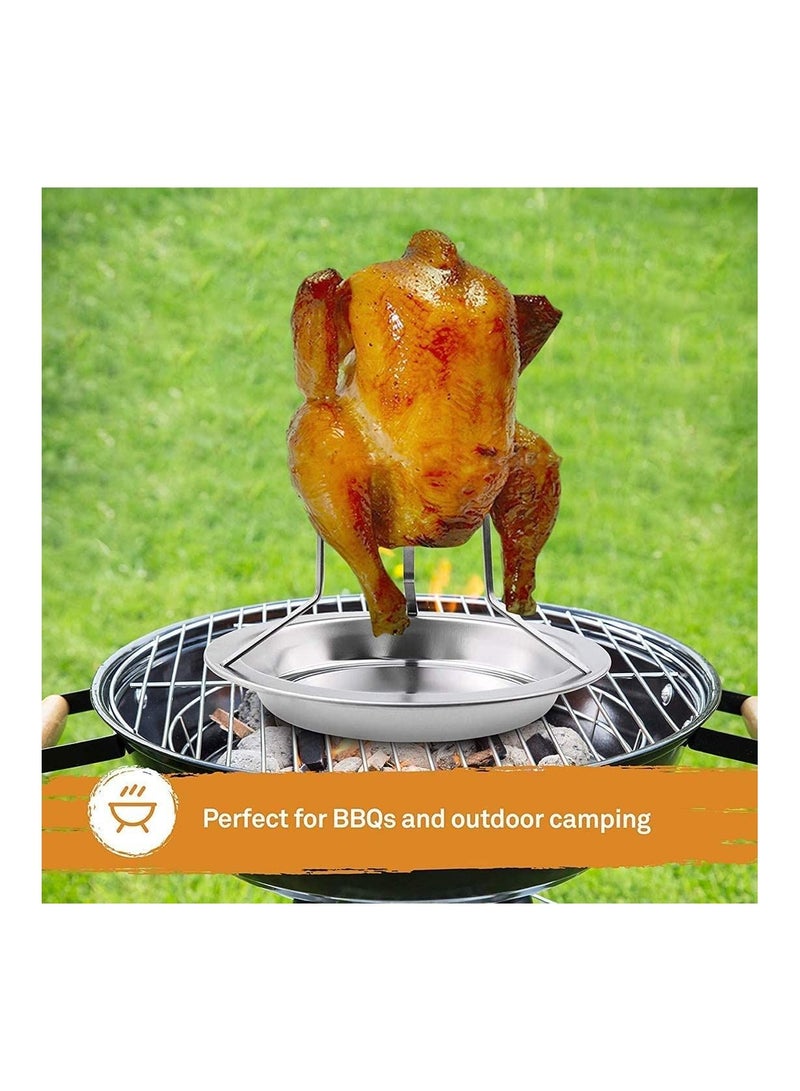 SYOSI Diagtree Barbecue Beer Can Chicken Roaster Rack Accessory BBQ Accessories Succulent Roast Bird Vertical Holder Thickened Grilling Baking Cooking Pans - Image 3