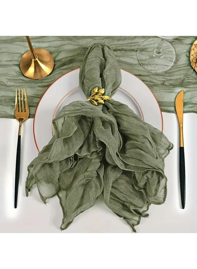 Green Vintage Bohemian Cheese Cloth Napkins 6 Pack Polyester Woven Table Linens for Party Wedding Dinner - Image 1