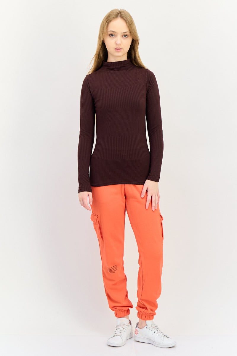 Nike بلوزة نسائية ضيقة الأكمام طويلة الأكمام، بني داكن - Image 4