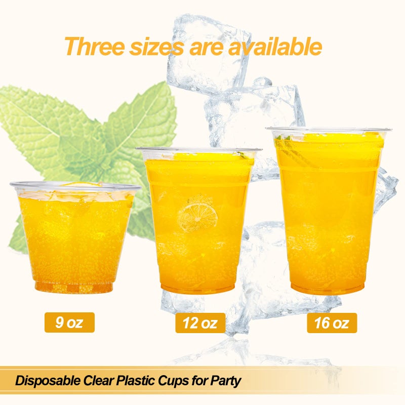 TashiBox 9 oz Disposable Plastic Cups  100 Count  Crystal Clear - Image 5