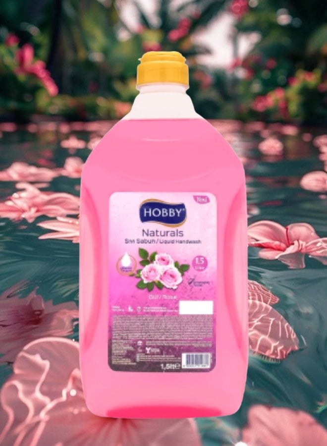 هوبي 6 قطع غسول اليدين السائل برائحة الورد 1.5 لتر - Image 2