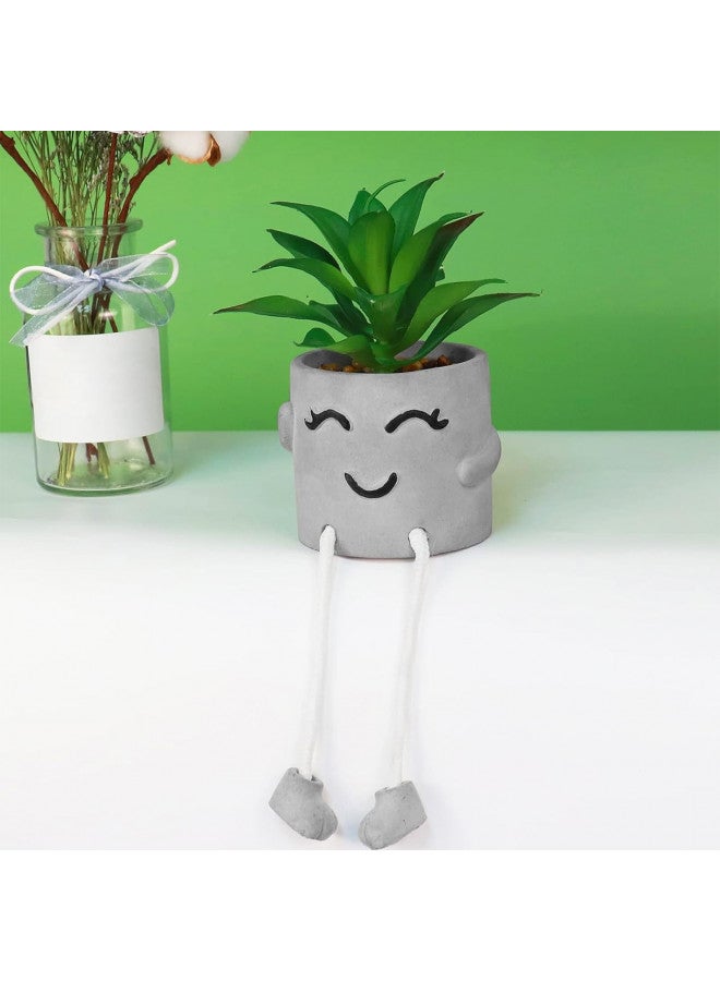 Zerzsy Zerzsy Artificialplant Succulents in Cement Pots with Hanging Leg, Kitchen Shelf Decor,Bathroom Shelf Decor,Shelf Decor Accents,Office Wall Decor - Set of 1  - Image 2