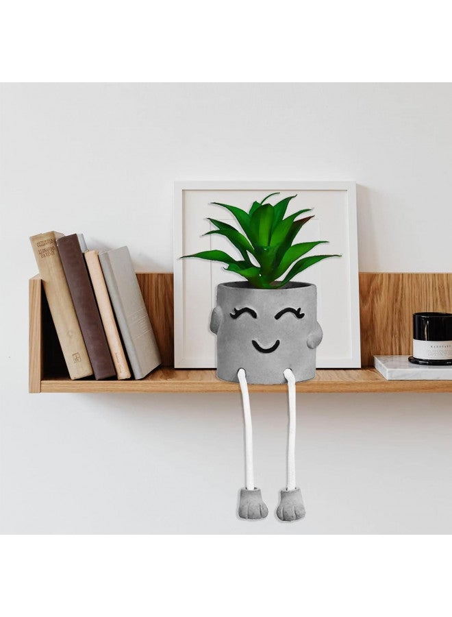 Zerzsy Zerzsy Artificialplant Succulents in Cement Pots with Hanging Leg, Kitchen Shelf Decor,Bathroom Shelf Decor,Shelf Decor Accents,Office Wall Decor - Set of 1  - Image 4