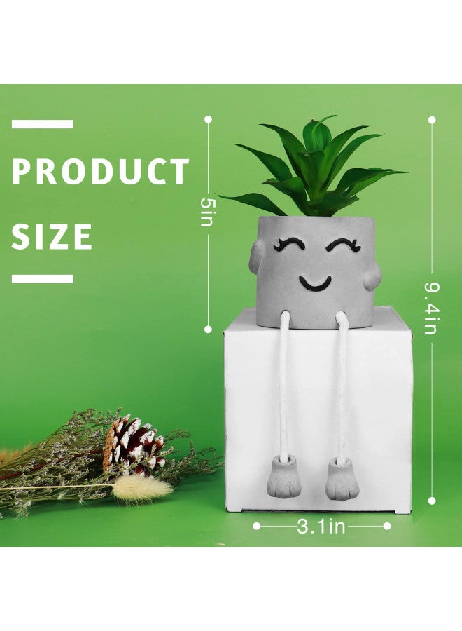 Zerzsy Zerzsy Artificialplant Succulents in Cement Pots with Hanging Leg, Kitchen Shelf Decor,Bathroom Shelf Decor,Shelf Decor Accents,Office Wall Decor - Set of 1  - Image 3