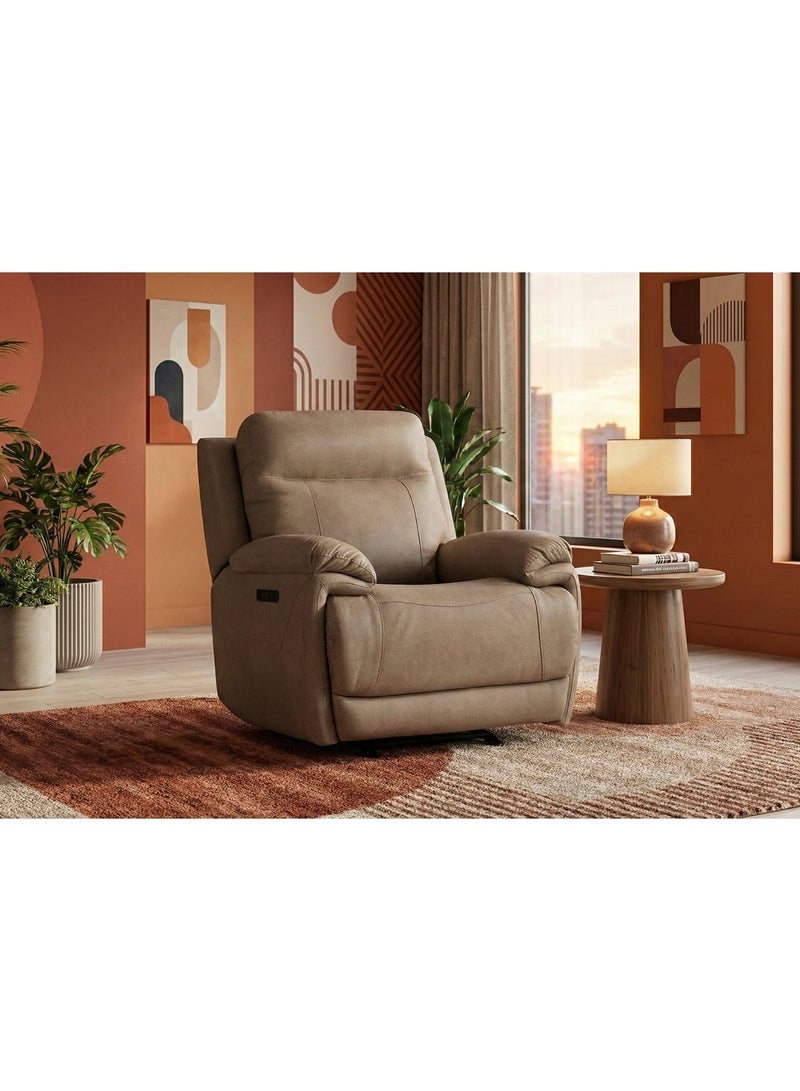 KING KOIL Shelby Power Glider Recliner, Fabric Taupe - Image 1