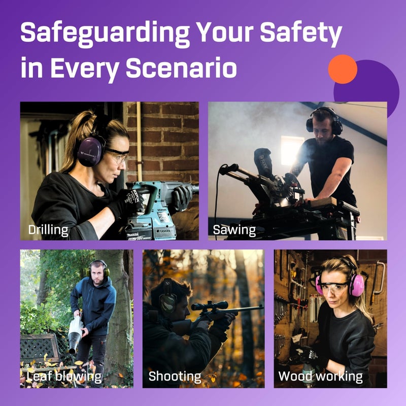 Vanderfields Ear Protection Earmuffs - Shooting Ear Muffs for Noise Cancelling - Passive Reduction for Safety Hearing - Adult Headphones for Lawn Mowing, DIY, Construction, Woodworkin - Midnight Black - Image 5