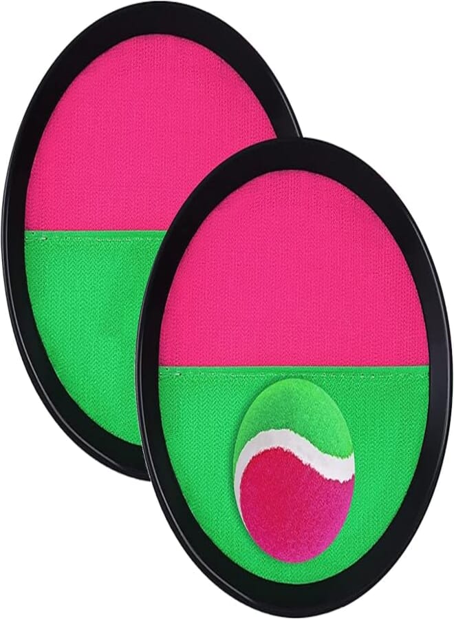 Velcro ball game, catch ball game, Velcro ball game, Velcro ball set with 2 Velcro ball paddles and 1 Velcro ball game for children, throwing and catching game, Velcro ball for outdoor use in the