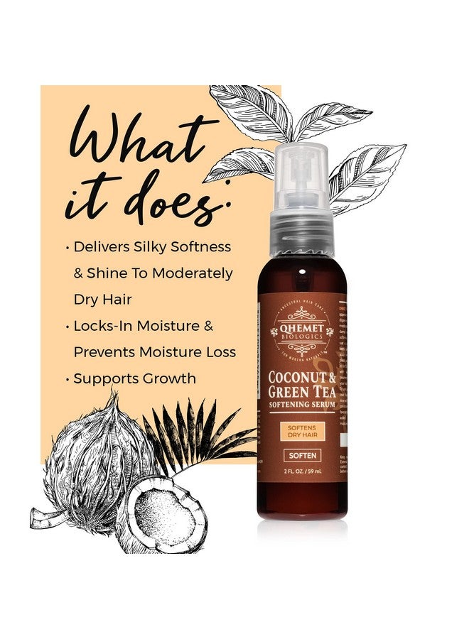 Qhemet Biologics Qhemet Biologics Coconut & Green Tea Softening Serum - Lightweight Hair Serum to Soften, Smooth & Revitalize Dry Hair - Adds Slip and Shine to Thin, Fine, Low Porosity Hair (2 oz) - Image 3