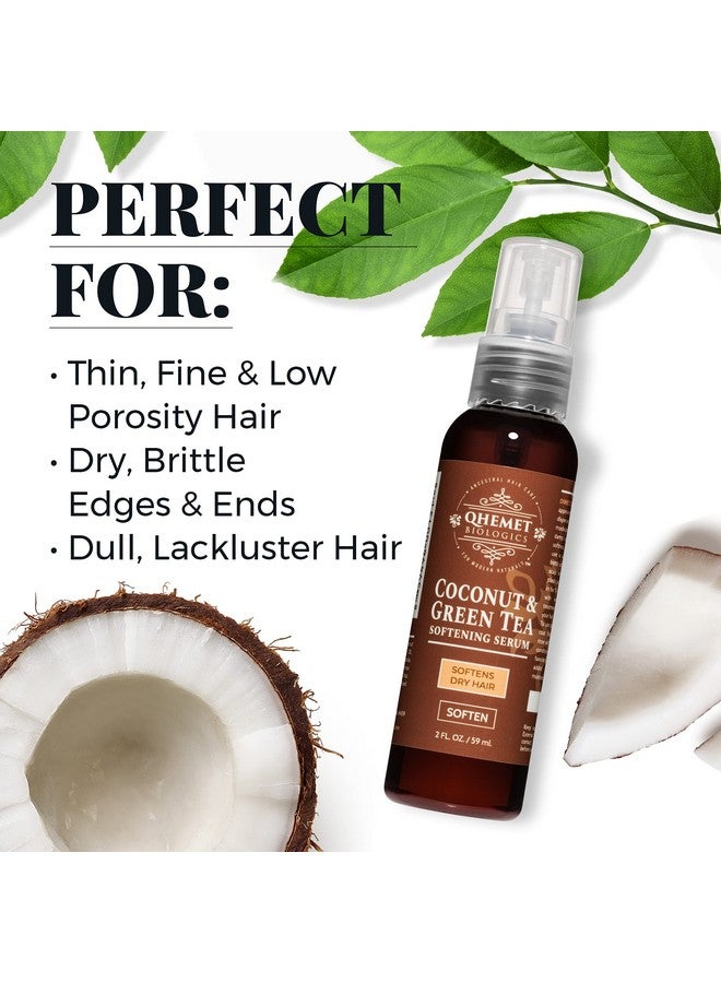 Qhemet Biologics Qhemet Biologics Coconut & Green Tea Softening Serum - Lightweight Hair Serum to Soften, Smooth & Revitalize Dry Hair - Adds Slip and Shine to Thin, Fine, Low Porosity Hair (2 oz) - Image 4