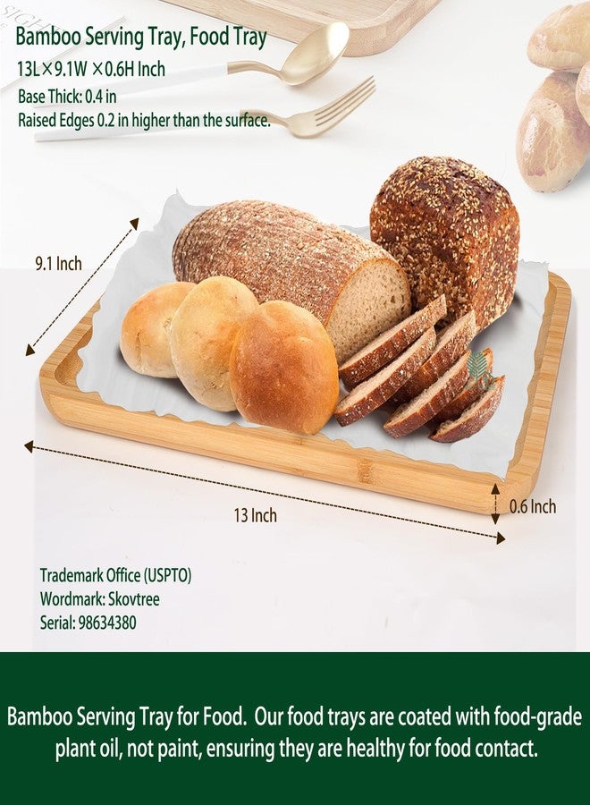 Skovtree Bamboo Tray for Serving Food, Tray for Eating and Serving Coffee, Tea, 13.0×9.1 Inch - Image 2
