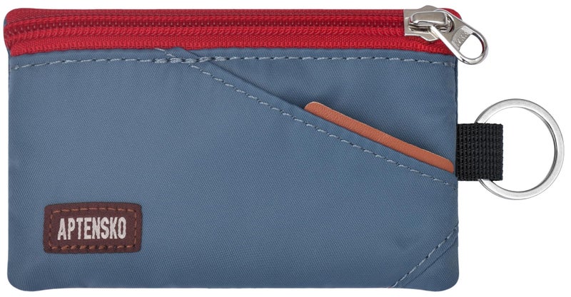 APTENSKO RFID Blocking Travel Wallet with Adjustable Lanyard, Small Nylon Zipper Pouch and Badge Holder for ID, Credit Cards, Cash, Keys, Commuters (Slate Blue) - Image 1