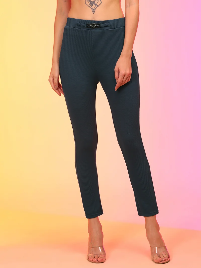 globus Women Teal Skinny Fit Treggings