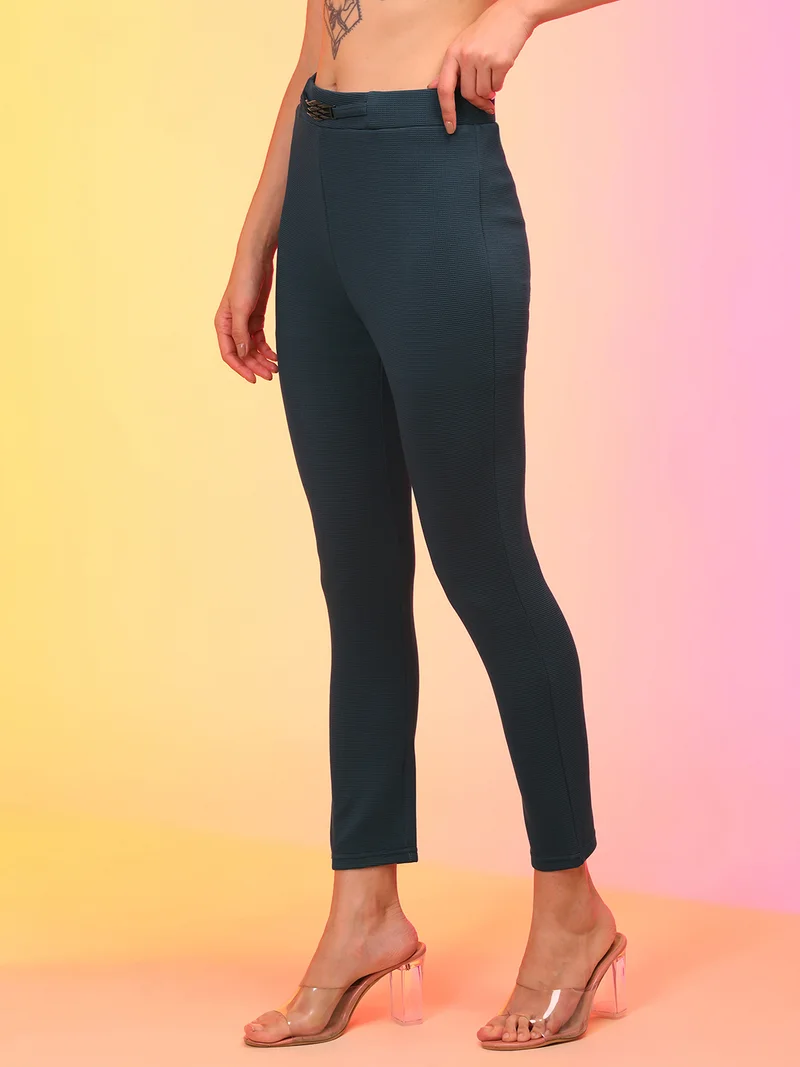 globus Women Teal Skinny Fit Treggings