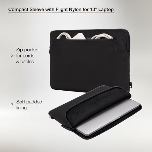 Incase Compact Laptop Sleeve with Flight Nylon - 13 inch Laptop Sleeve for MacBook Air - Faux Fur Lining, Lightweight, Durable, Weather Resistant, Slip Pocket for Accessories - Black - Image 5