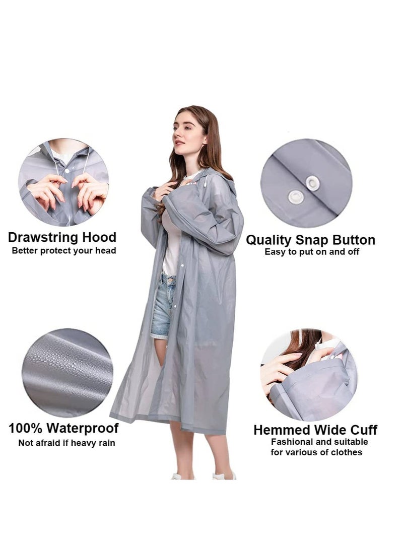 SYOSI Raincoat Rain Poncho for Adults, 1 Pack EVA Rain Poncho for Women and Men Reusable Raincoat Jacket Packable for Family FishingTravelEmergency with Hood and Elastic Sleeving  - Image 3